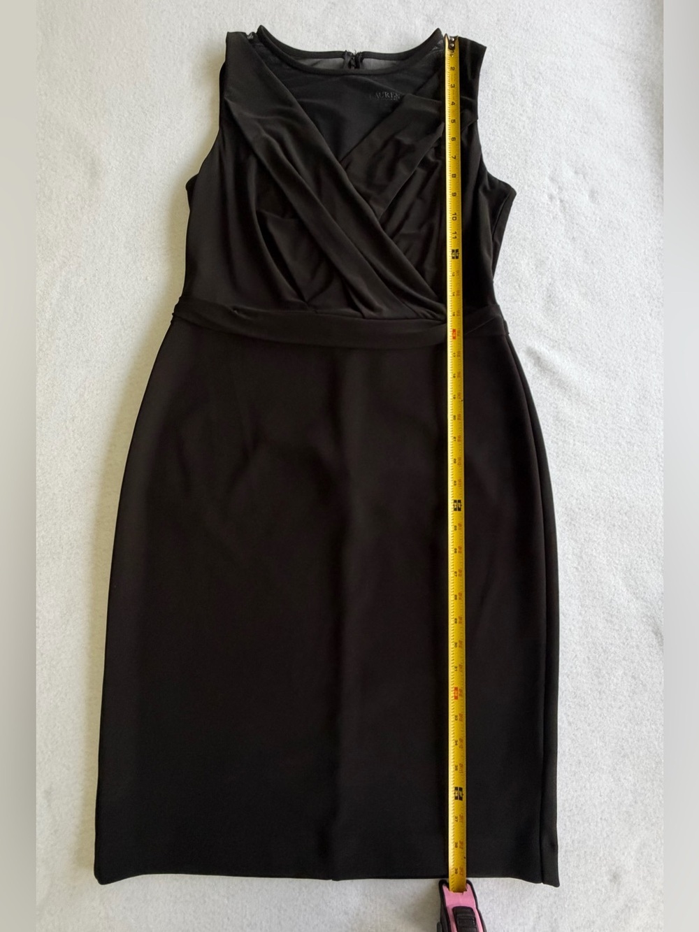 Lauren Ralph Lauren Sleeveless Black Faux-Wrap Midi Dress - Picture 3 of 8